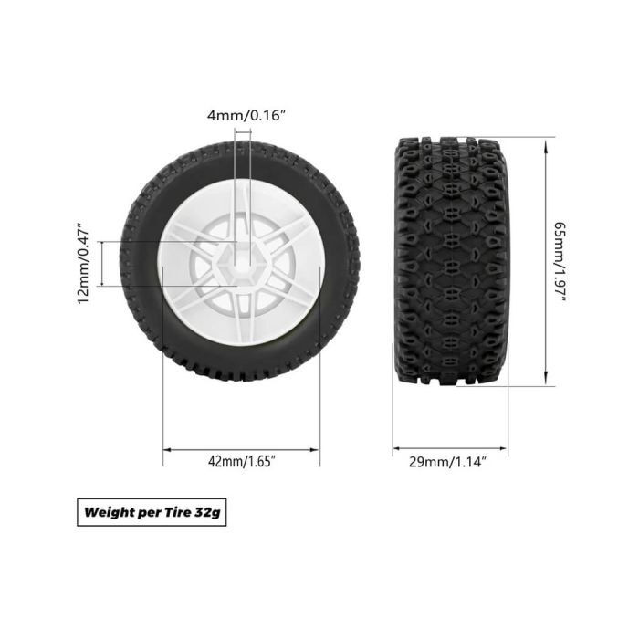 Method Geoform 1/16 SC Tyres On 12mm Hex Grey Wheels (Pair)