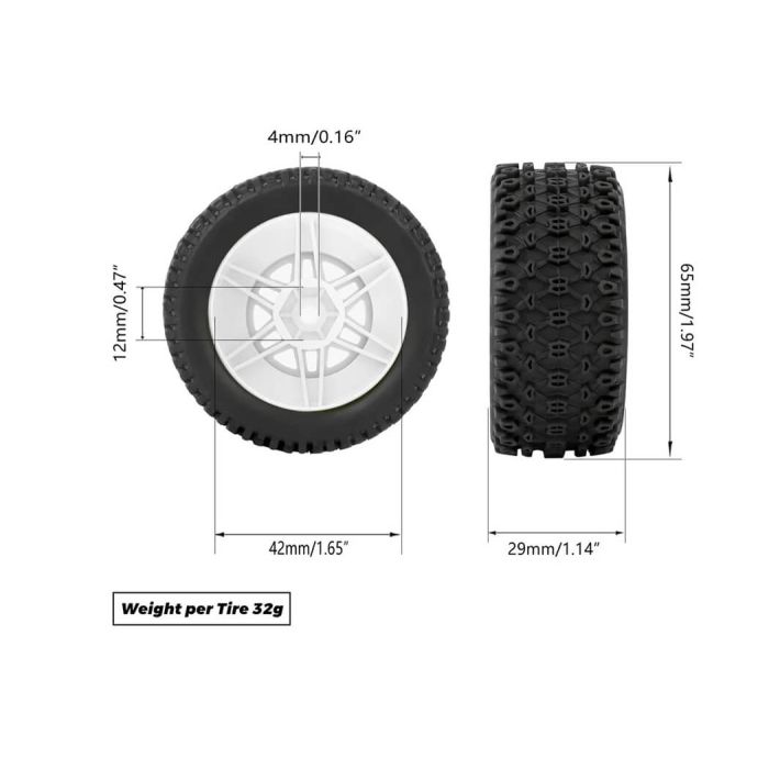 Method Geoform 1/16 SC Tyres On 12mm Hex Red Wheels (Pair)