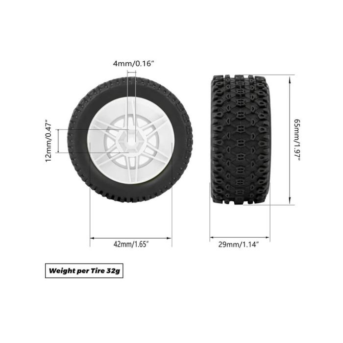 Method Geoform 1/16 SC Tyres On 12mm Hex White Wheels (Pair)