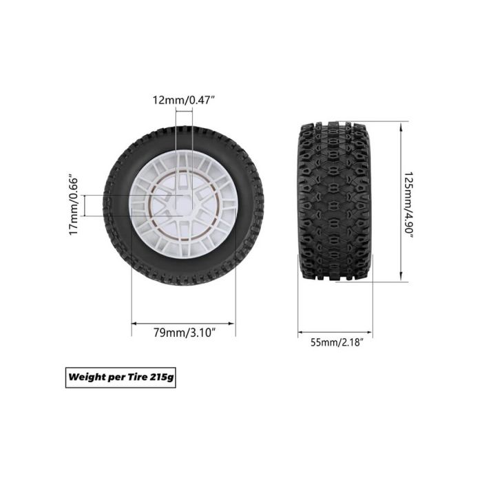 Method Geoform 1/8 SC Tyres On 17mm Hex Grey Wheels (Pair)