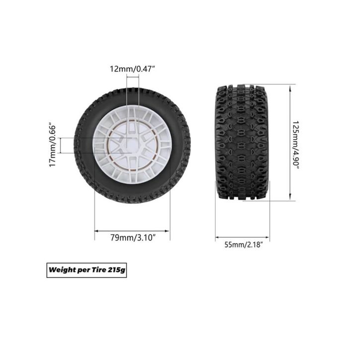 Method Geoform 1/8 SC Tyres On 17mm Hex Red Wheels (Pair)