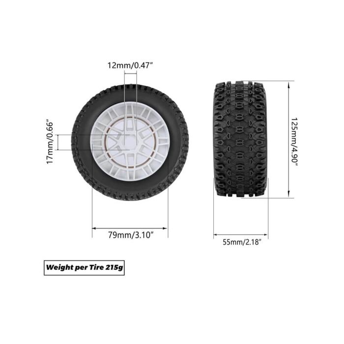 Method Geoform 1/8 SC Tyres On 17mm Hex White Wheels (Pair)