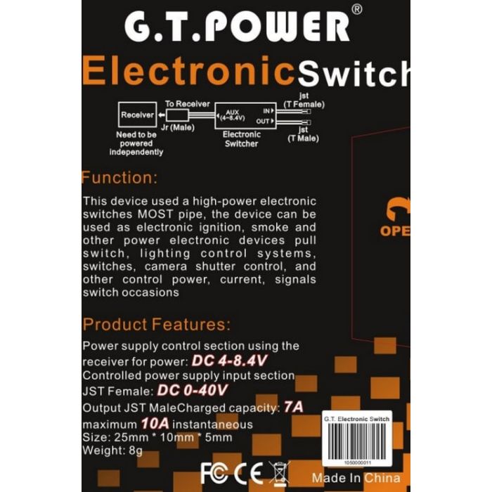 GT Power Radio Controlled RC Electrical Switch 0-40v 10A