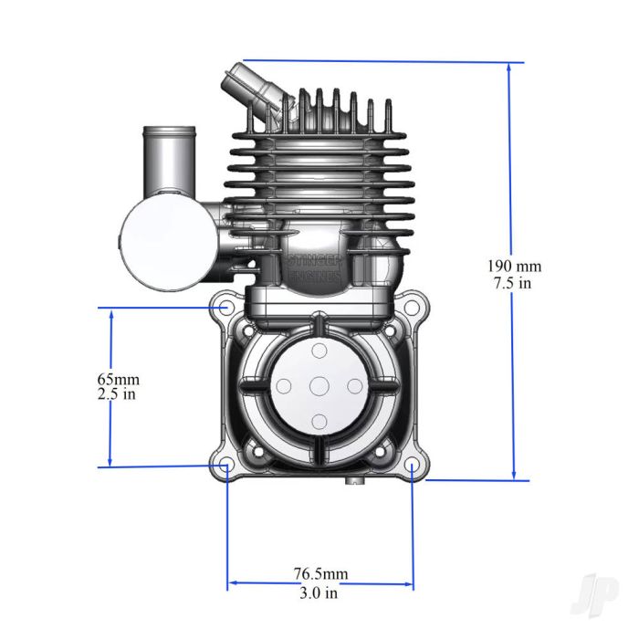 RCGF / Stinger Engines 63cc Petrol 2-Stroke Single Cylinder Side Exhaust Engine