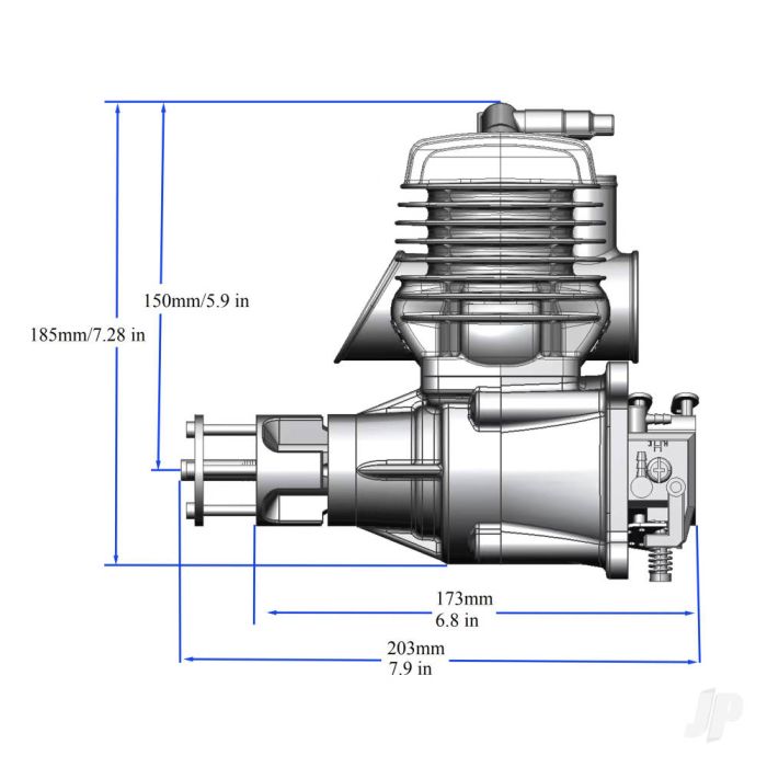 RCGF / Stinger Engines 63cc Petrol 2-Stroke Single Cylinder Side Exhaust Engine