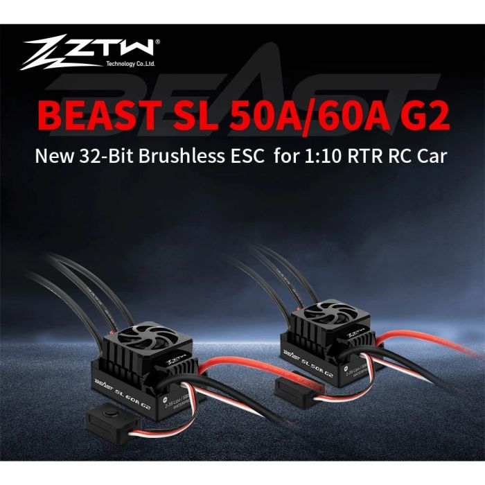 ZTW Beast SL 1/10 RC Car 3650 2950KV Brushless Motor & 50A G2 2S - 3S ESC Combo