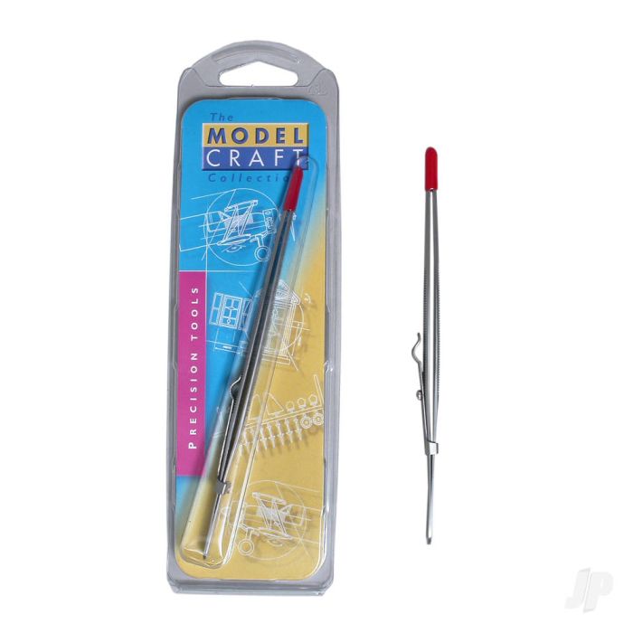 Modelcraft Fine Serrated Locking Stainless Steel Tweezers (PTW1093/FR)