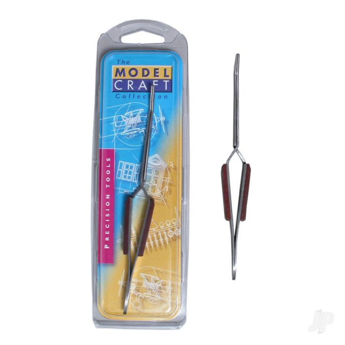 Modelcraft Reverse Action Tweezers Curved Tip/Fibre Grip (160mm) (PTW1128)