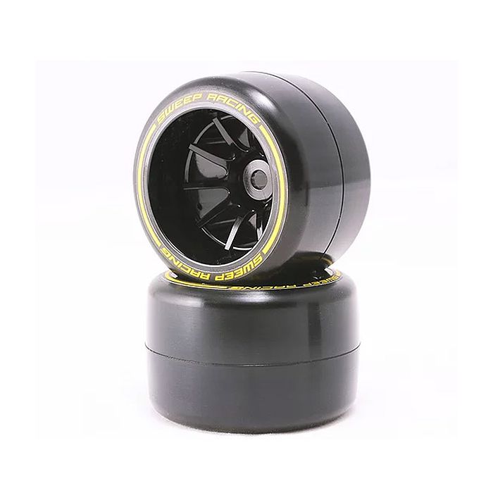 Sweep 1/10 F1 RC Car - Pre-Glued Wheels & Tyres (2) – Rear Medium Asphalt Tarmac