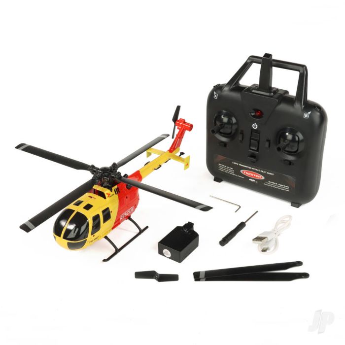 Twister BO-105 Scale 250 Flybarless RC Helicopter w/Gyro & Alt Hold (Yel/Red)