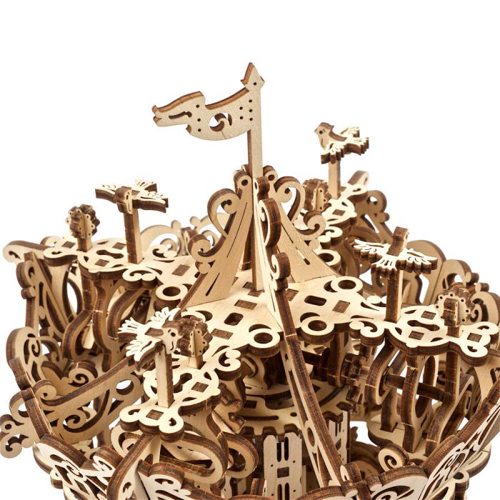 UGears Carousel Merry Go Round Roundabout Mechanical Wood Construction Kit
