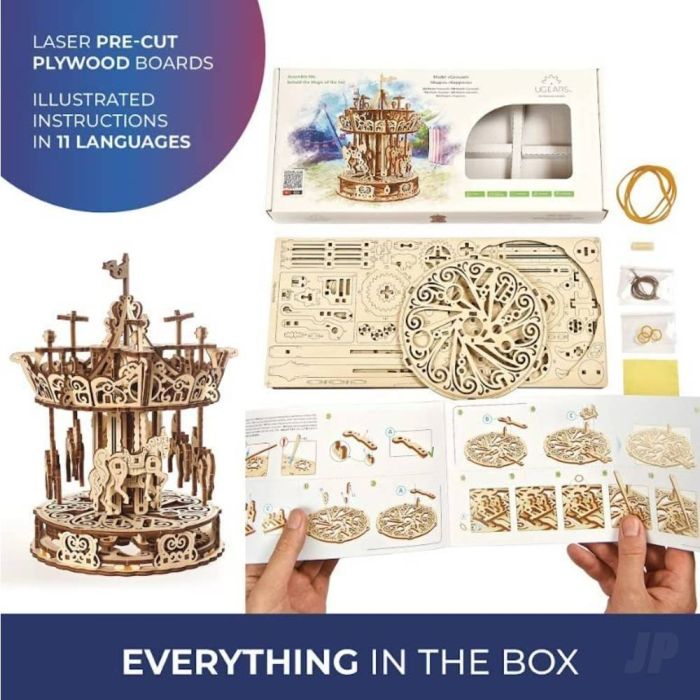 UGears Carousel Merry Go Round Roundabout Mechanical Wood Construction Kit