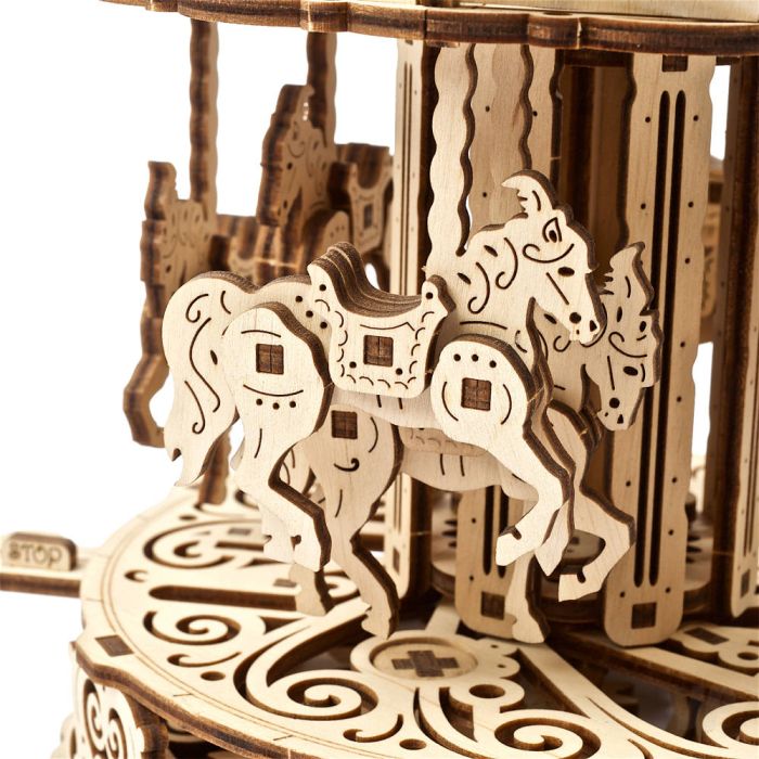 UGears Carousel Merry Go Round Roundabout Mechanical Wood Construction Kit