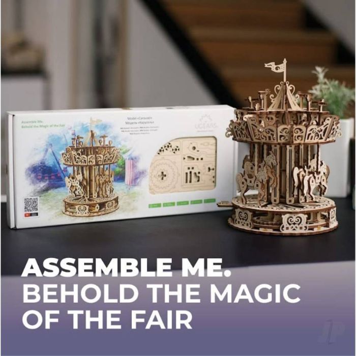 UGears Carousel Merry Go Round Roundabout Mechanical Wood Construction Kit