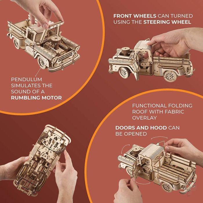 UGears Lumberjack 50’s American Pickup Mechanical Wood Construction Kit