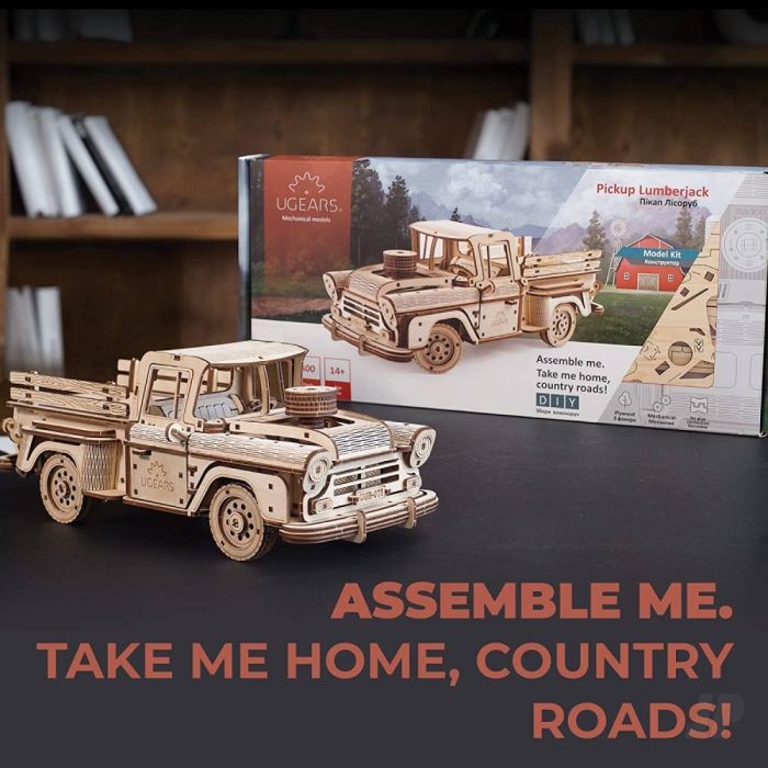 UGears Lumberjack 50’s American Pickup Mechanical Wood Construction Kit