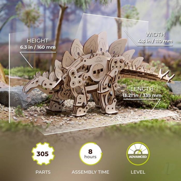 UGears Stegosaurus Dinoaur Mechanical Wood Construction Kit