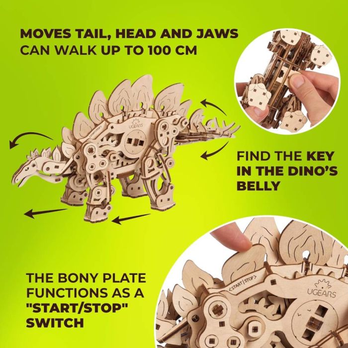 UGears Stegosaurus Dinoaur Mechanical Wood Construction Kit