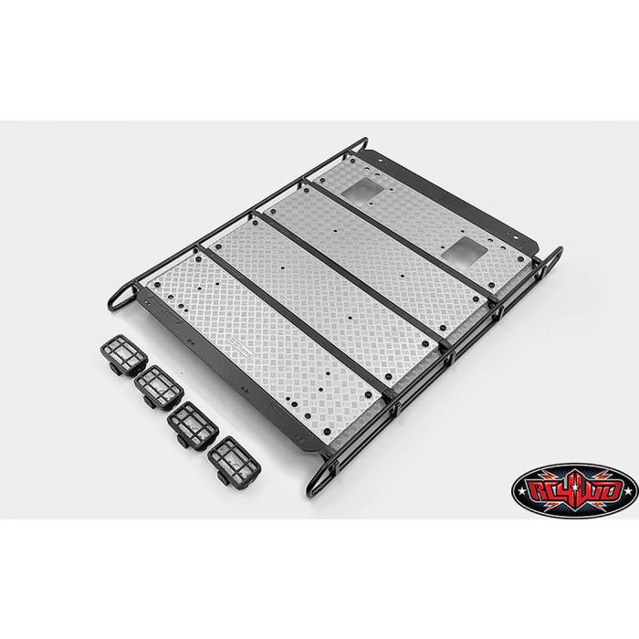 RC4WD Command Roof Rack W/Diamond Plate & 4x Square Lights Traxxas TRX-4 Mercedes-Benz G-500 (A)