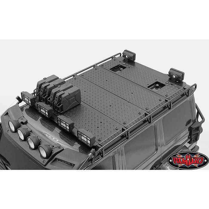 RC4WD Command Roof Rack W/Diamond Plate & 4x Square Lights Traxxas TRX-4 Mercedes-Benz G-500 (A)