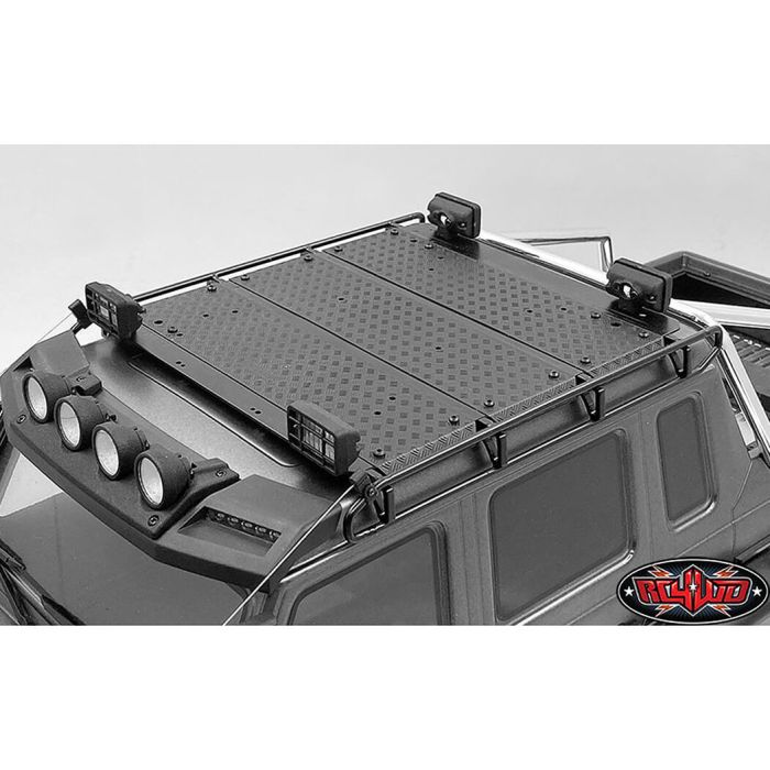 RC4WD Command Roof Rack W/Diamond Plate & 4x Square Lights Traxxas Mercedes-Benz G63 AMG 6x6(B)