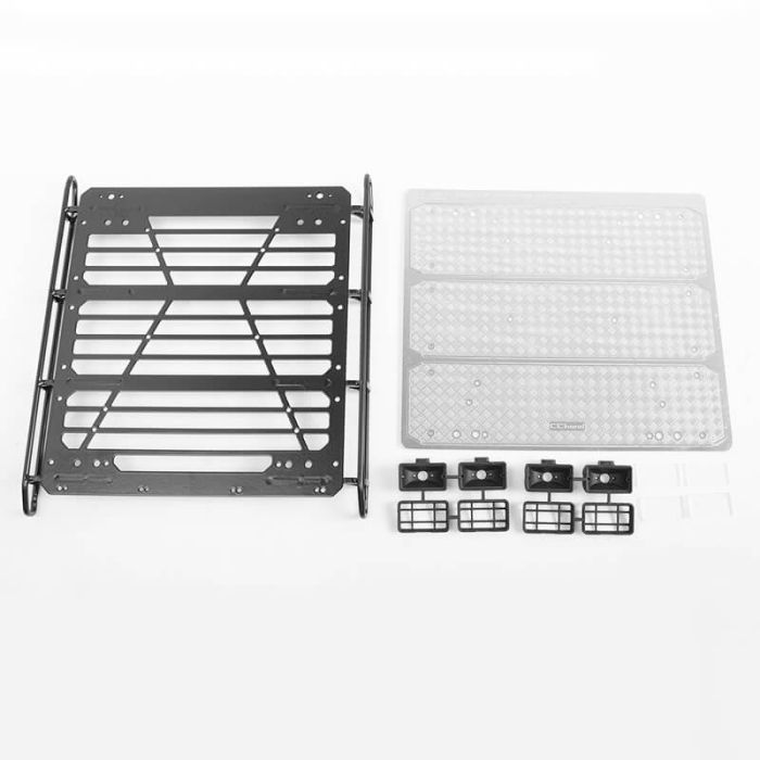 RC4WD Command Roof Rack W/Diamond Plate & 4x Square Lights Traxxas Mercedes-Benz G63 AMG 6x6(B)