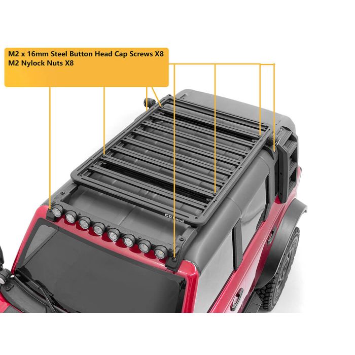 RC4WD Roof Rails & Metal Roof Rack For Traxxas TRX-4 2021 Bronco (Style A)