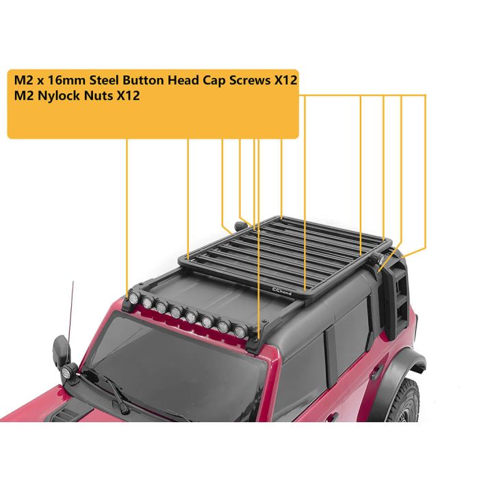 RC4WD Roof Rails & Metal Roof Rack For Traxxas TRX-4 2021 Bronco (Style B)