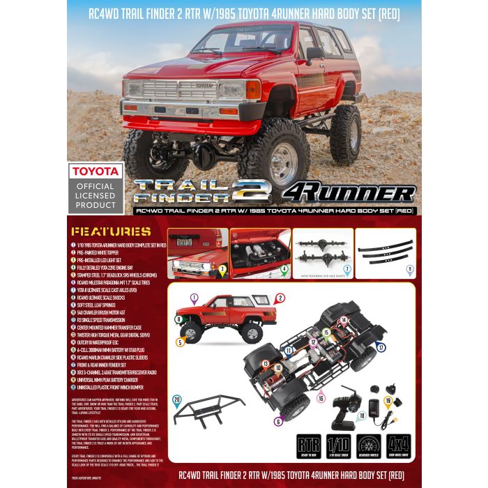 RC4WD Trail Finder 2 1985 Toyota 4Runner Hilux Surf RTR RC Truck - Red