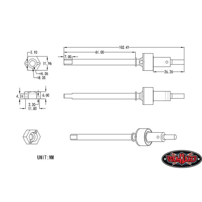RC4WD Xvd Axle For Bully 2 Competition Crawler Axle