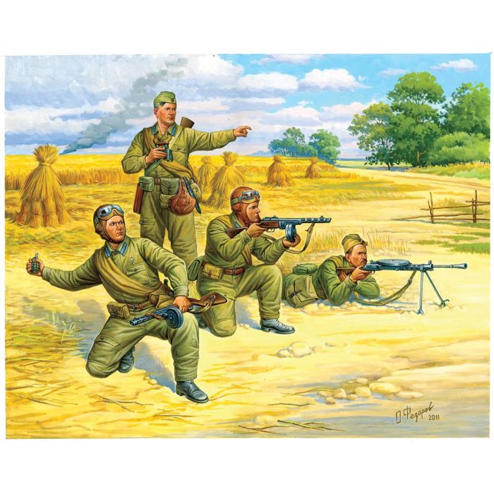 ZVEZDA 1:72 WWII Soviet Paratroopers Team Soldiers Plastic Model Kit Figures