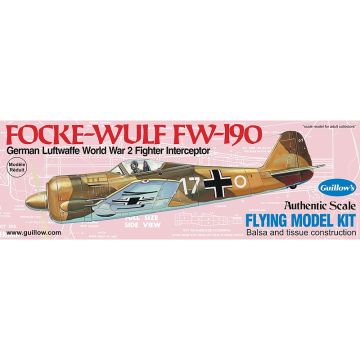 Focke-Wulf FW 190 419mm Wingspan Flying Model Balsa Aircraft Kit from Guillow's