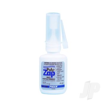 Zap PT22 Poly Zap CA 1/2oz Cyano Super Glue for Plastic ABS Nylon Rubber