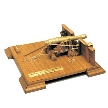 French 36lb Naval Gun c1750 Mantua Wood Construction Kit 1:17 Scale, Base 215x215mm