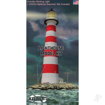 Atlantis Models 1/160 N Scale Lighthouse w/ LED Light & Diorama Base Plastic Kit