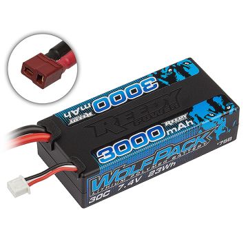 Reedy Wolfpack 3000mAh 2S 7.4v 30c Shorty Hard Case LiPo RC Car Battery W/Deans