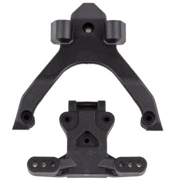 Team Associated RC10b7 Front Top Plate & Ballstud Mount, Carbon