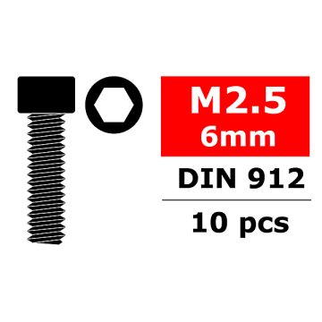 Team Corally Steel Screws M2. 5 X 6mm Hex Socket Head 10 P