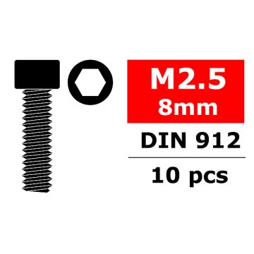 Team Corally Steel Screws M2. 5 X 8mm Hex Socket Head 10 P