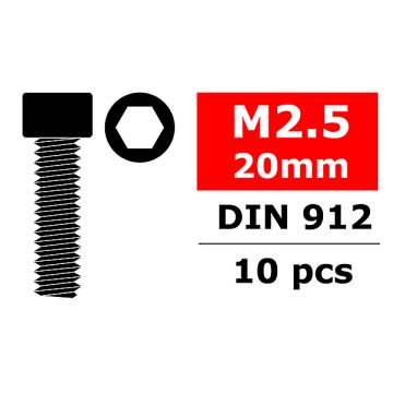 Team Corally Steel Screws M2. 5 X 20mm Hex Socket Head 10