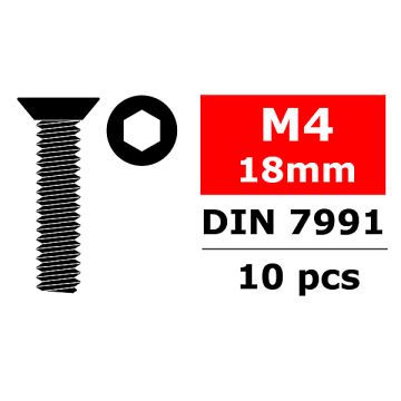 Team Corally Steel Screws M4 X 18mm Hex Flat Head 10 Pcs