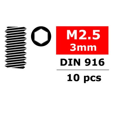 Team Corally Steel Set Screws M2.5 X 3mm Hex 10 Pcs