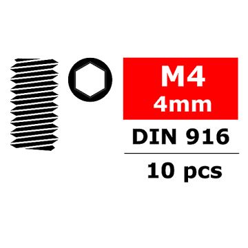 Team Corally Steel Set Screws M4 X 4mm Hex 10 Pcs