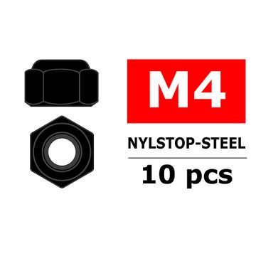 Team Corally Steel Nut M4 Black Coated 10 Pcs