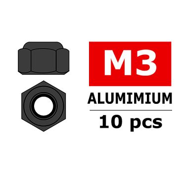 Team Corally Aluminium Nylstop Nut M3 Gun Metal 10 Pcs