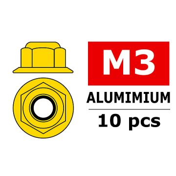Team Corally Aluminium Nylstop Nut M3 Flanged Gold 10 P