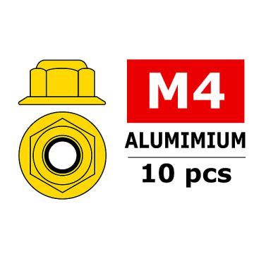 Team Corally Aluminium Nylstop Nut M4 Flanged Gold 10 P