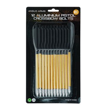 12 x 6.5" Aluminium Crossbow Pistol Bolts Sharp Steel Tip for 50/80lb Draw