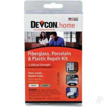 Devcon Home Fibreglass Plastic Porcelain Ceramic Pot Repair Kit – White/Almond