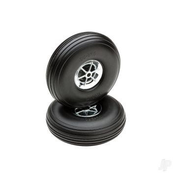Dubro 3in Diameter Chrome Treaded Wheels (2) For RC Model Planes